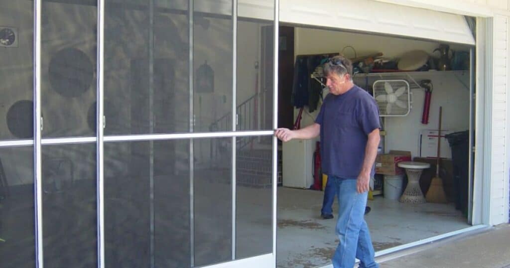 Sliding garage door screen